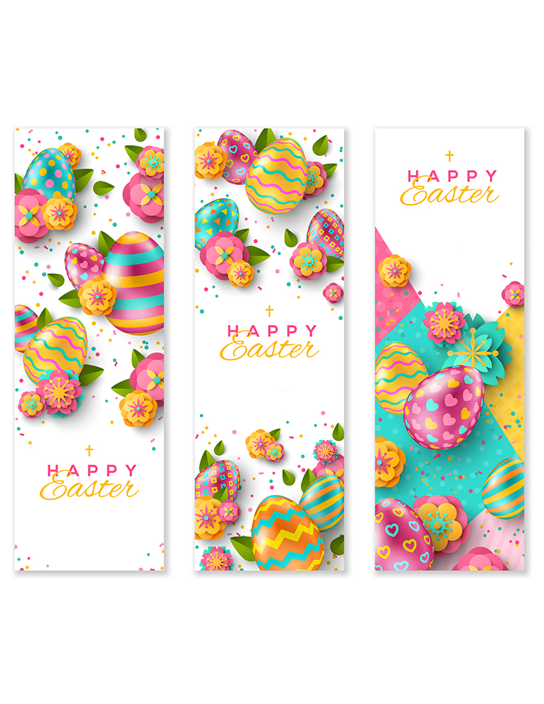 Easter Cards with Colorful Eggs