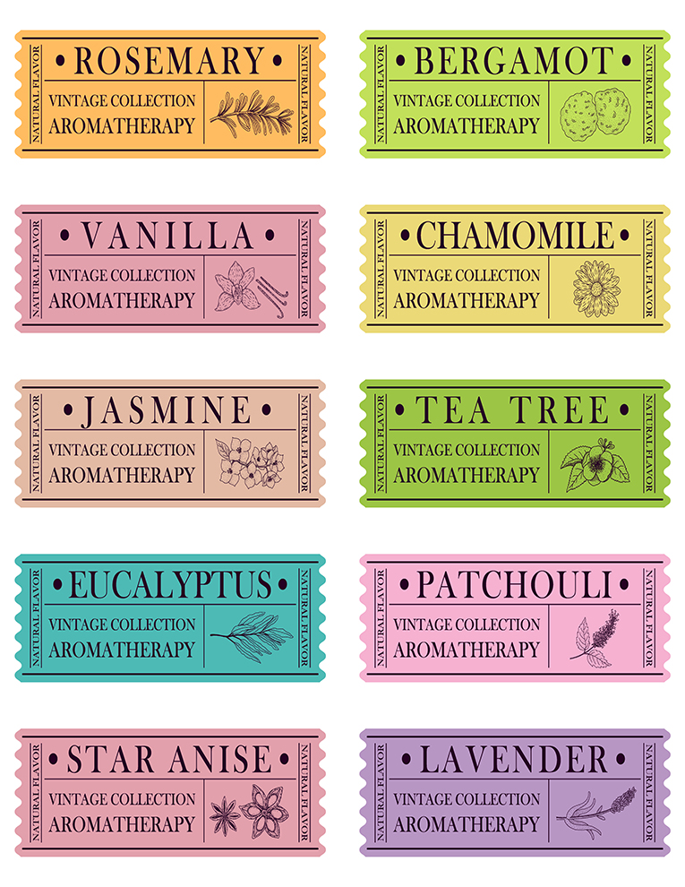 Aromatherapy. Set of vintage labels.