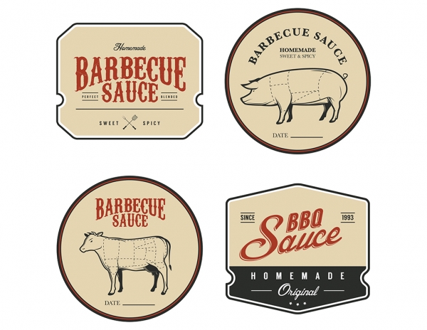 Set of vintage homemade barbecue sauce labels